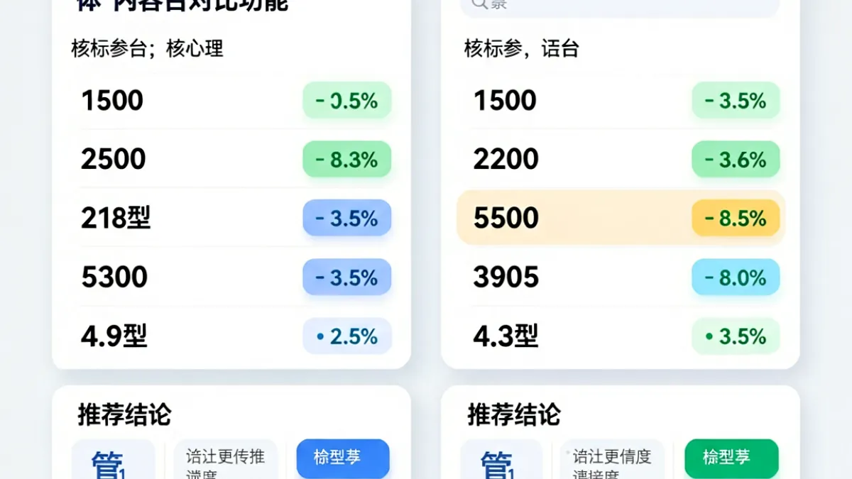 51cg对比工具界面，两个内容条目的核心参数并排展示方便用户做决策